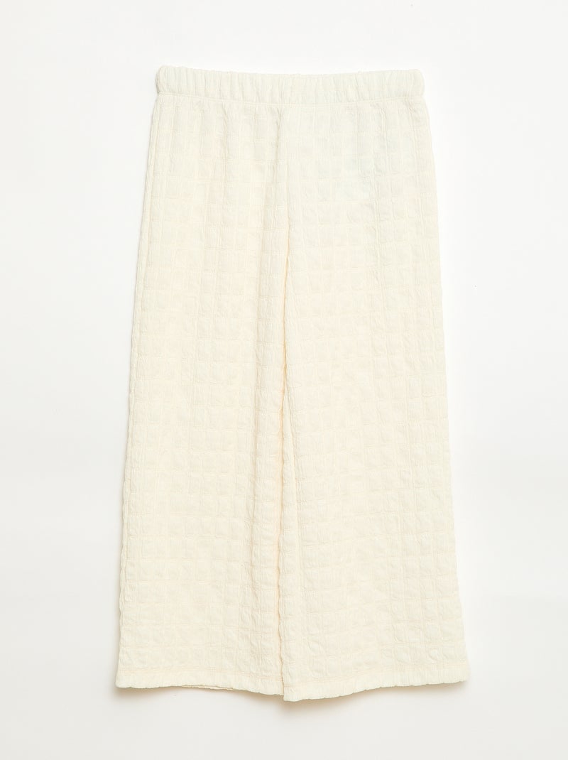 Wide-leg Stretch Knit Trousers Beige - Kiabi