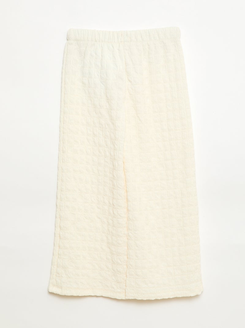 Wide-leg Stretch Knit Trousers Beige - Kiabi
