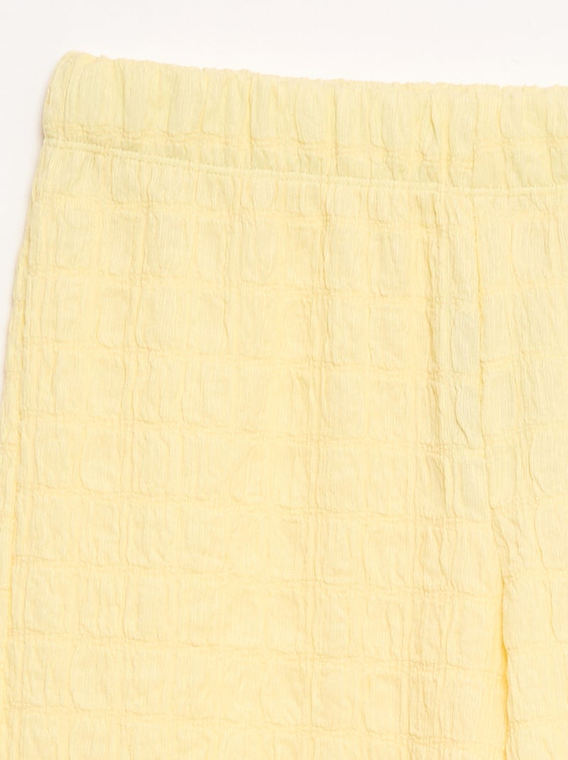 Wide-leg Stretch Knit Trousers Yellow - Kiabi