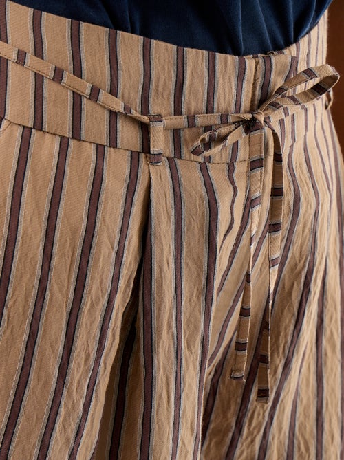 Wide-leg striped high-waisted Bermuda shorts - Kiabi