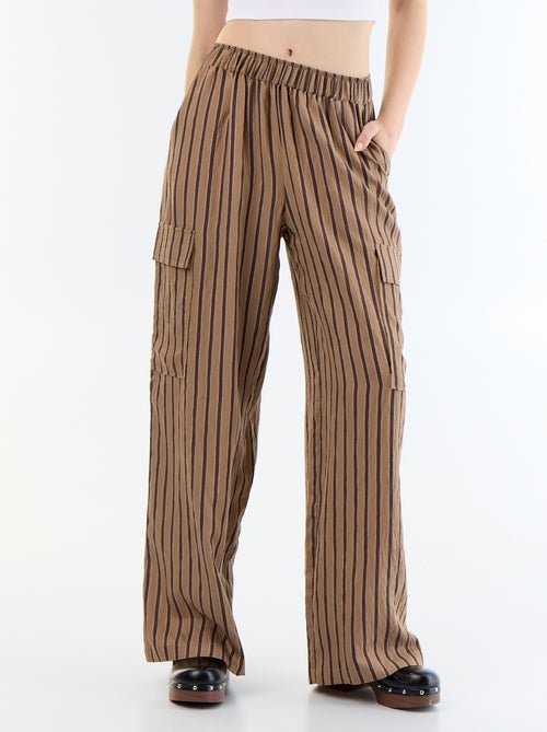 Wide-Leg Striped Trousers with Flap Pockets - Kiabi Wide-Leg Striped Trousers with Flap Pockets - Kiabi