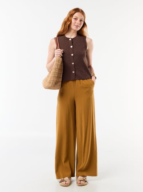 Wide-leg trousers in fluid fabric - Kiabi