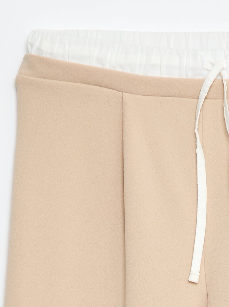 Wide-Leg Trousers with 2-in-1 Boxer Short Style Beige - Kiabi
