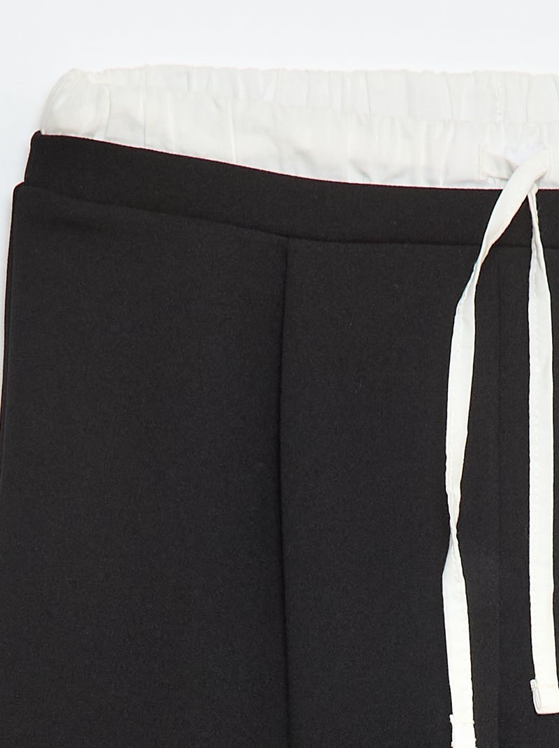 Wide-Leg Trousers with 2-in-1 Boxer Short Style Black - Kiabi