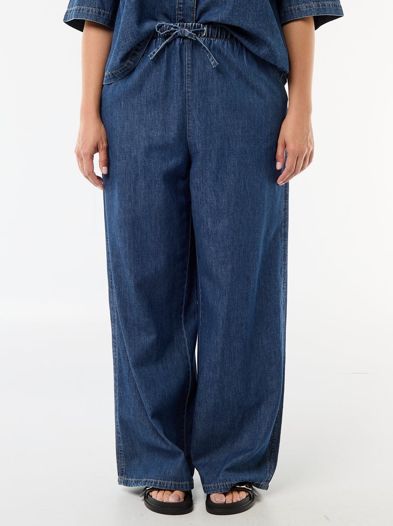 Wide-leg trousers with 2 pockets Blue - Kiabi