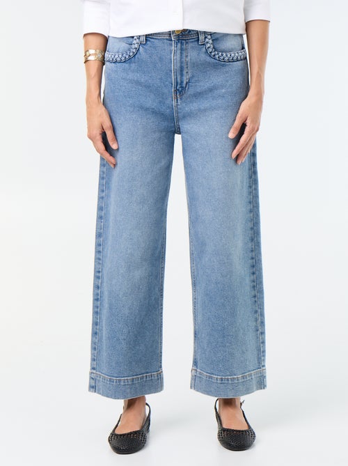 Wide-leg trousers with braided pockets - Kiabi