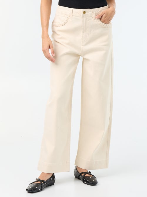Wide-leg trousers with braided pockets - Kiabi