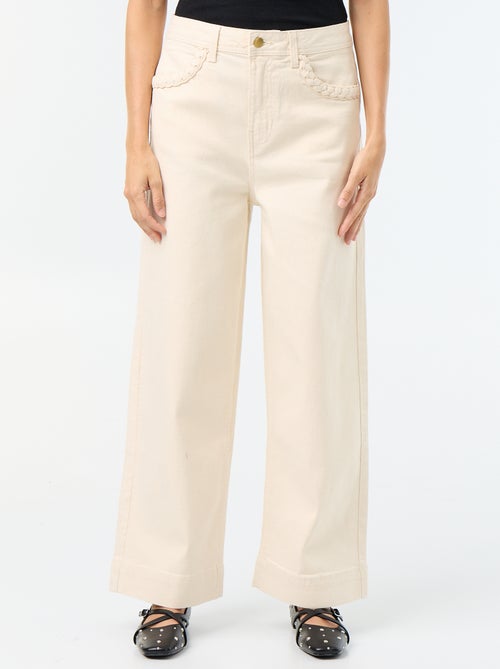 Wide-leg trousers with braided pockets - Kiabi