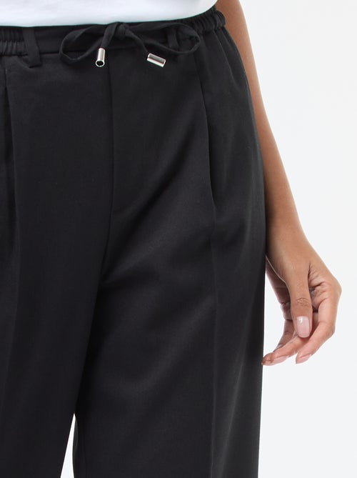 Wide-Leg Trousers with Elasticated Waistband + Tie Fastening - Kiabi