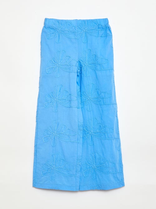 Wide-leg trousers with embroidery - Kiabi