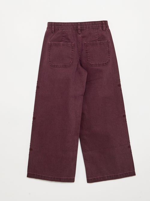 Wide-leg trousers with 'flower' embroidery - Kiabi