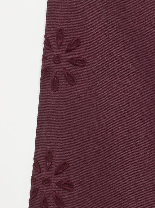 Wide-leg trousers with 'flower' embroidery - Kiabi