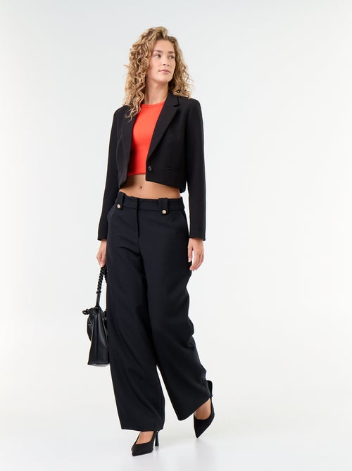 Wide-leg trousers with gold buttons - Kiabi