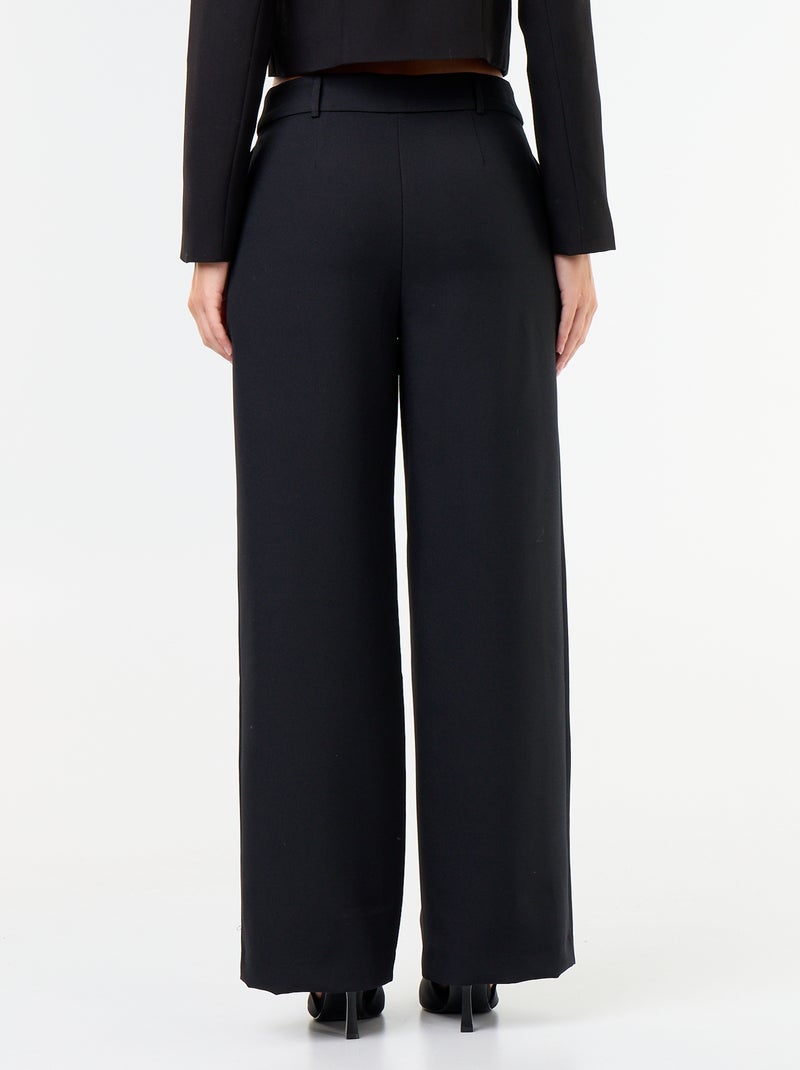 Wide-leg trousers with gold buttons Black - Kiabi