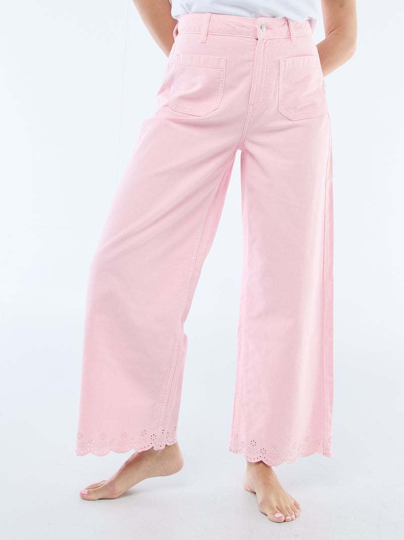 Wide Leg Trousers with Patch Pockets Pink - Kiabi