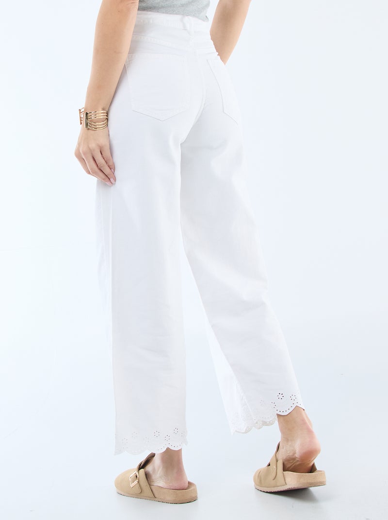 Wide Leg Trousers with Patch Pockets White - Kiabi