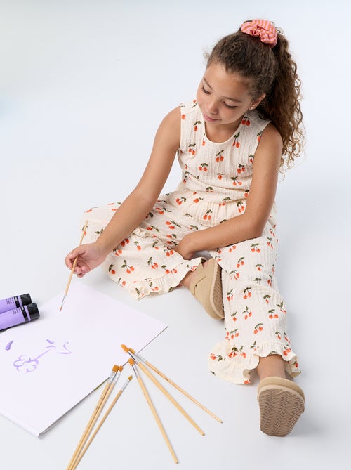Wide-leg trousers with ruffled hems - Kiabi
