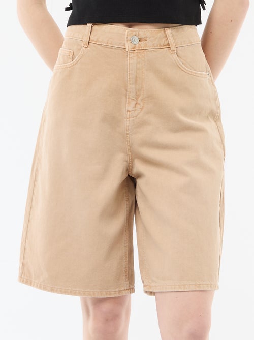 Wide-Leg Twill Bermuda Shorts - Kiabi
