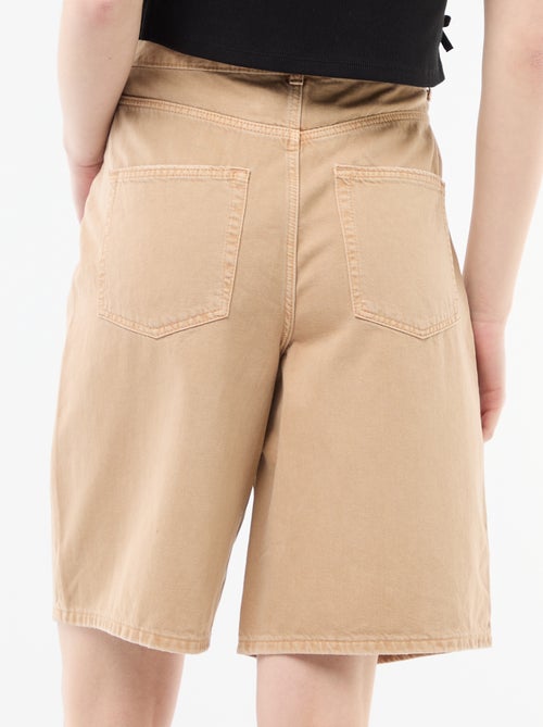 Wide-Leg Twill Bermuda Shorts - Kiabi