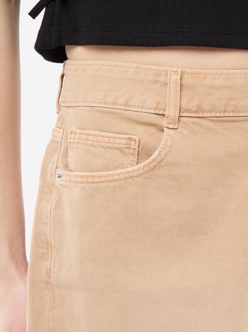 Wide-Leg Twill Bermuda Shorts Beige - Kiabi
