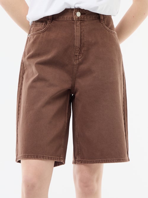 Wide-Leg Twill Bermuda Shorts - Kiabi