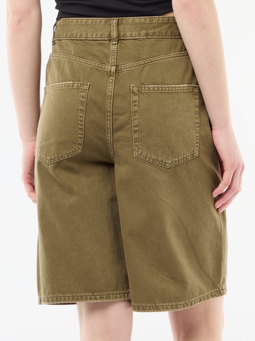 Wide-Leg Twill Bermuda Shorts - Kiabi