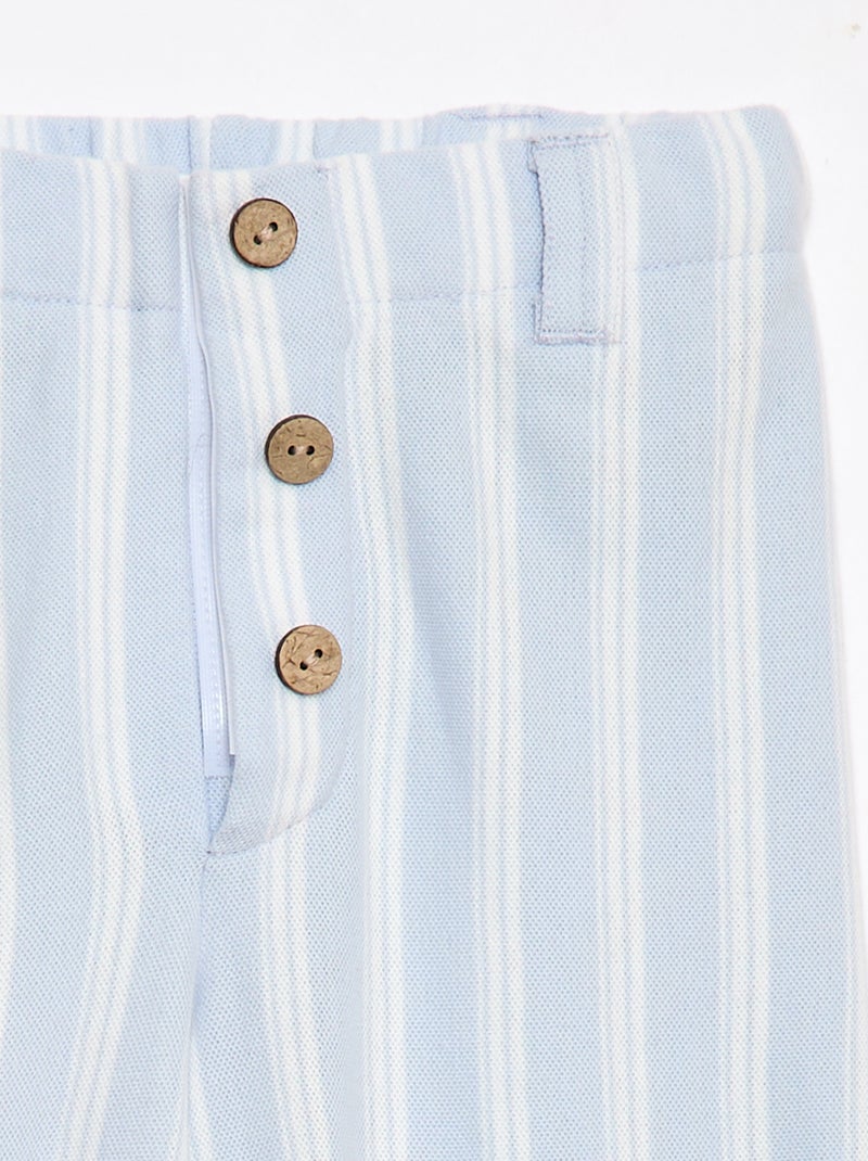 Wide Pique Knit Pants - Easy-Dressing Collection Blue - Kiabi
