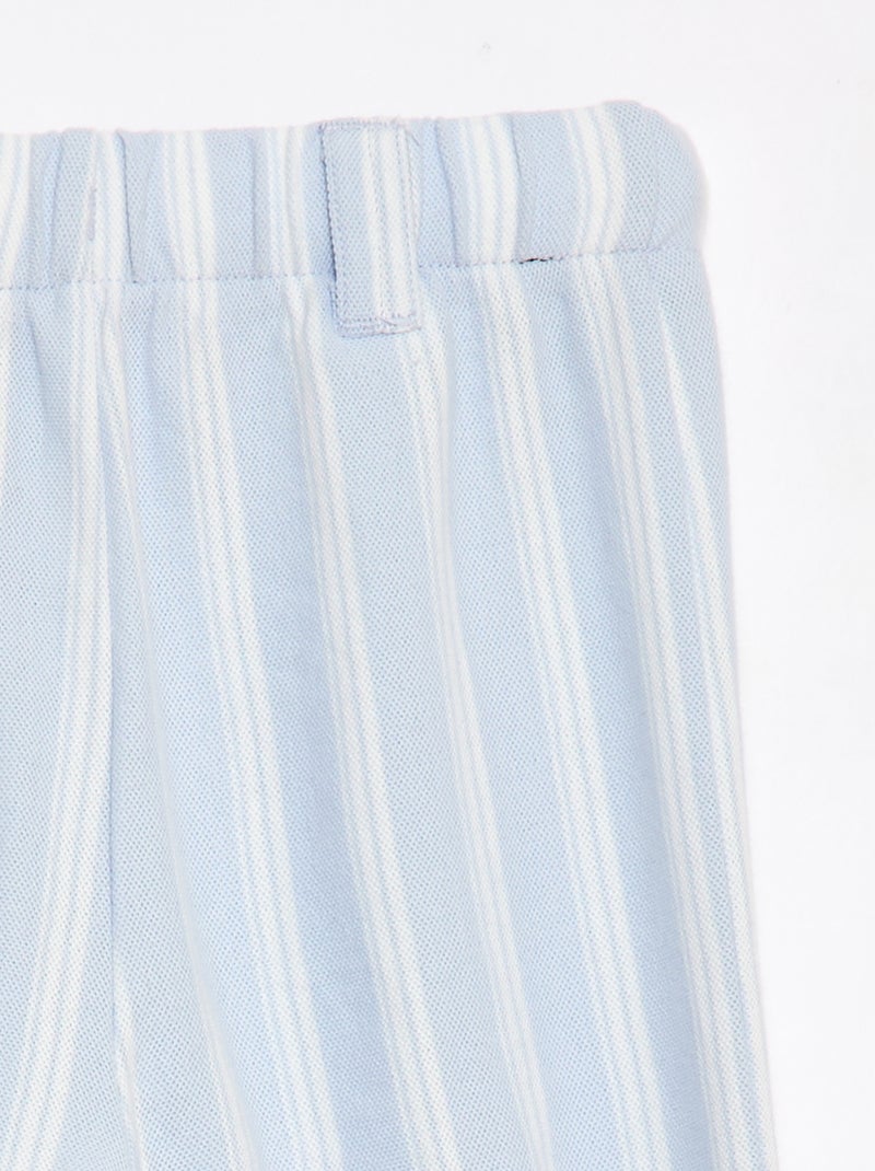Wide Pique Knit Pants - Easy-Dressing Collection Blue - Kiabi