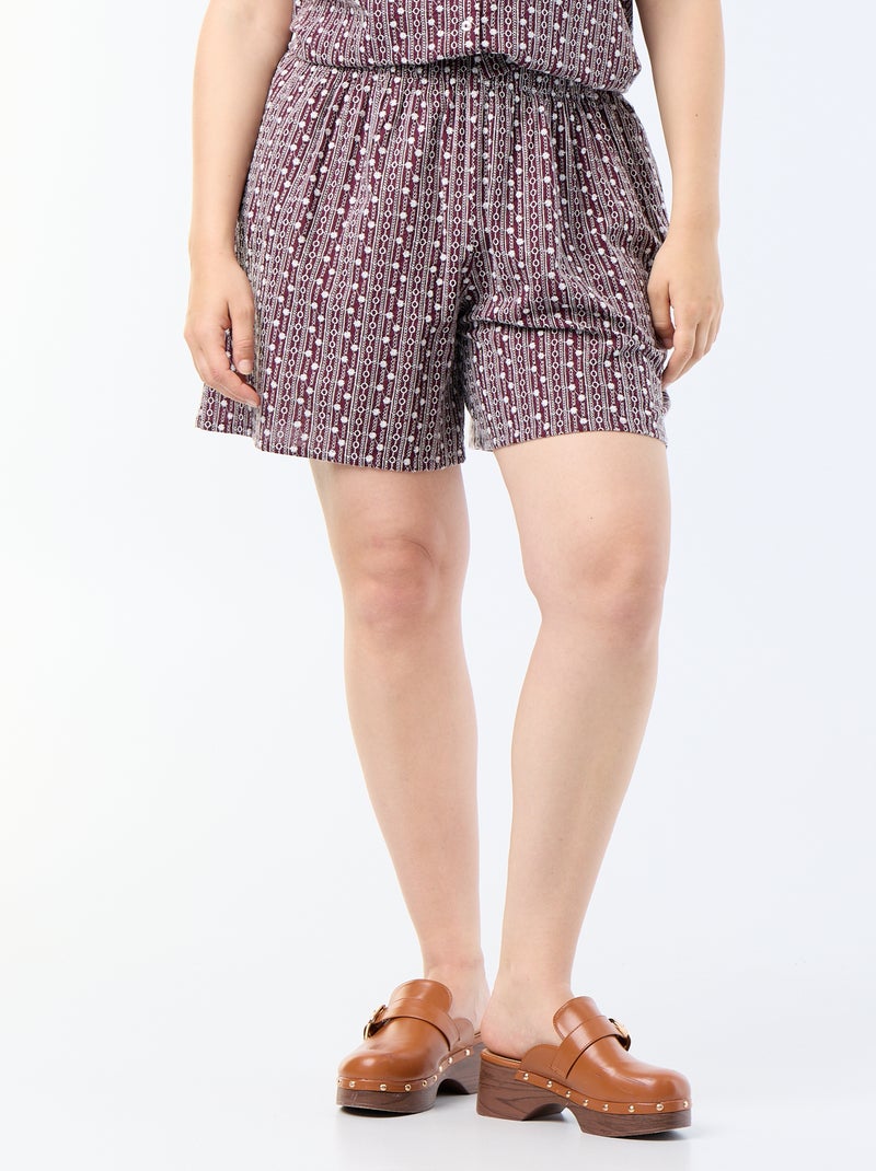 Wide shorts with embroidered prints Pink - Kiabi