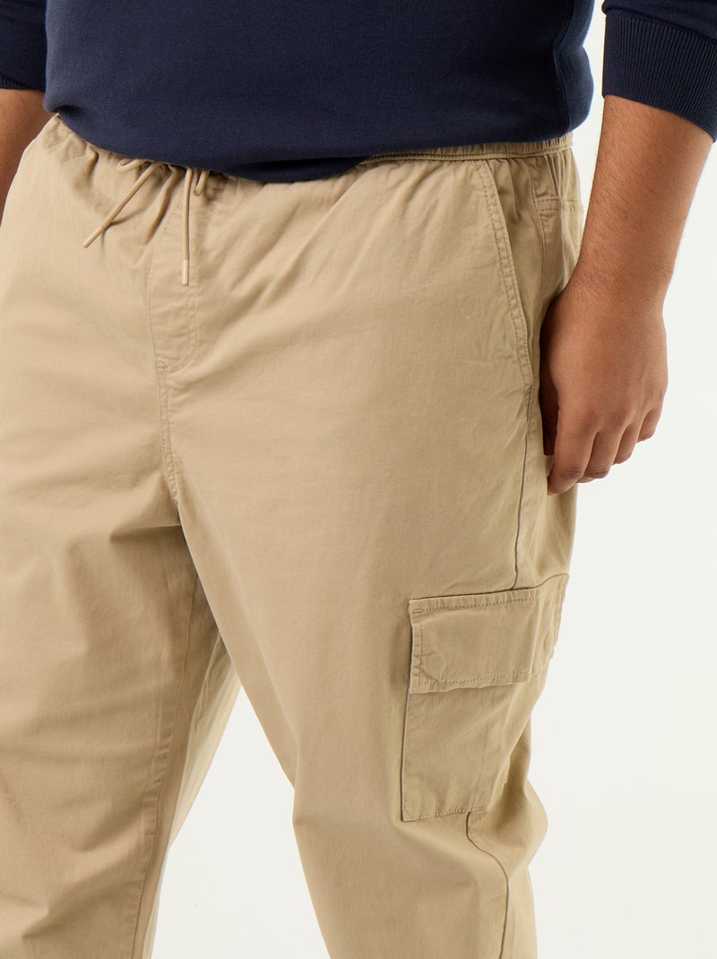 Wide twill trousers Beige - Kiabi
