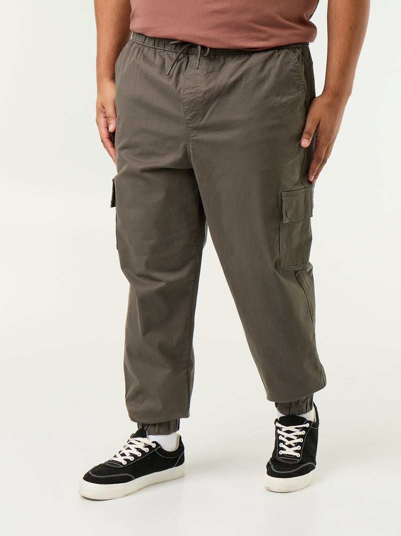 Wide twill trousers Khaki - Kiabi