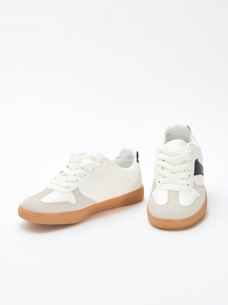 Wildleder-Halbsneaker mit Kontrasteinsatz Weiß - Kiabi
