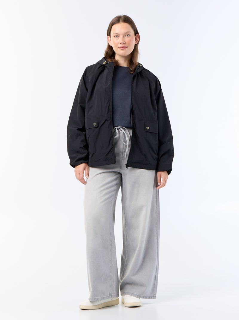 Windjacke mit goldenen Details Schwarz - Kiabi