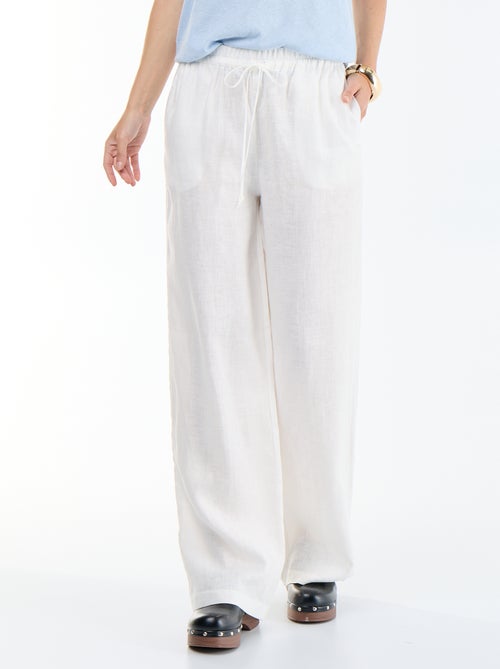 Women's 100% linen wide-leg trousers - Kiabi Women's 100% linen wide-leg trousers - Kiabi