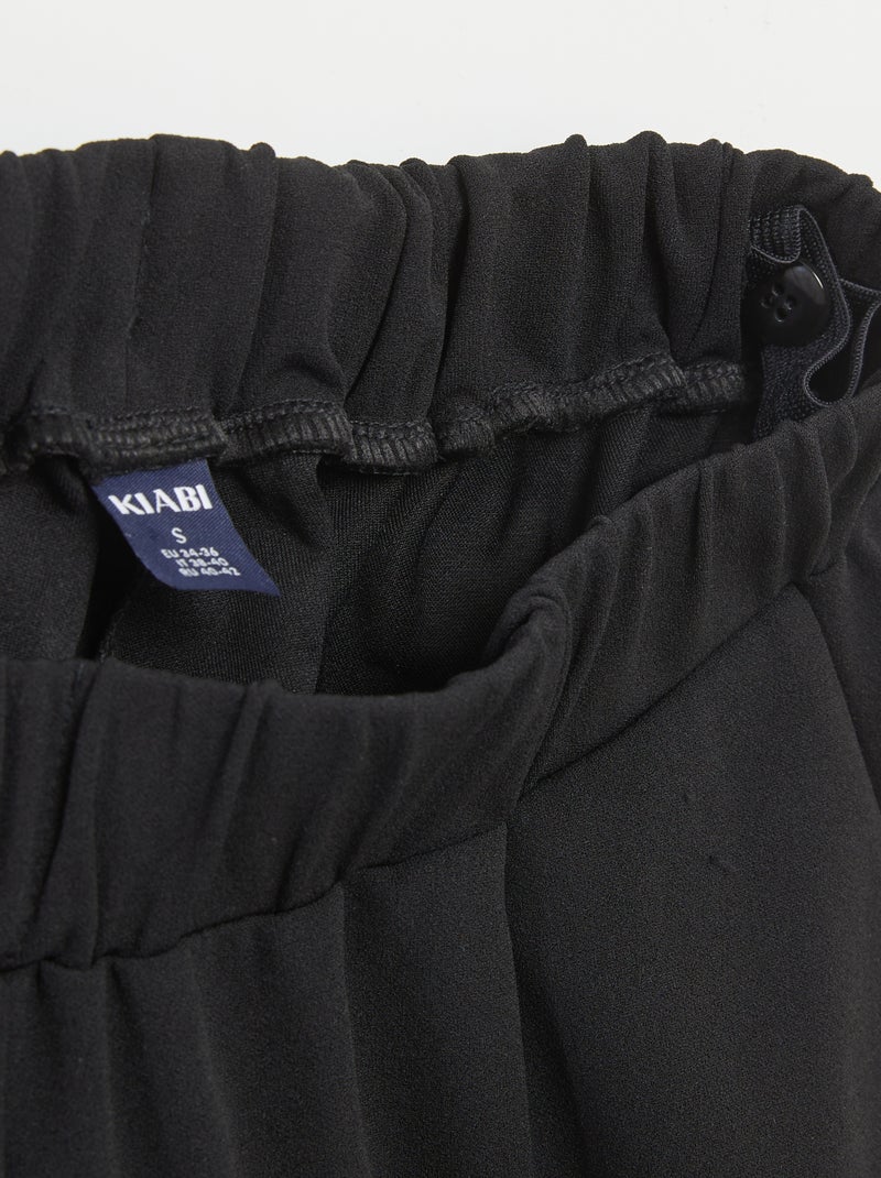 Women's high-waisted wide-leg trousers in lightweight knit BLACK - Kiabi
