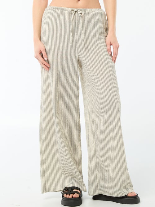 Women's Wide-Leg Crinkle Knit Trousers - Kiabi