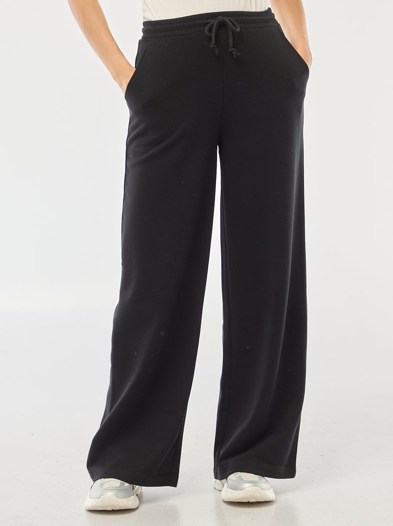 Women's Wide-Leg Knit Joggers Black - Kiabi