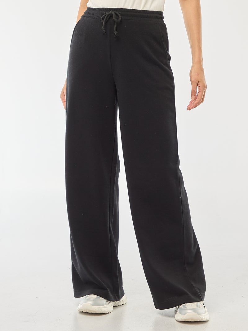 Women's Wide-Leg Knit Joggers Black - Kiabi