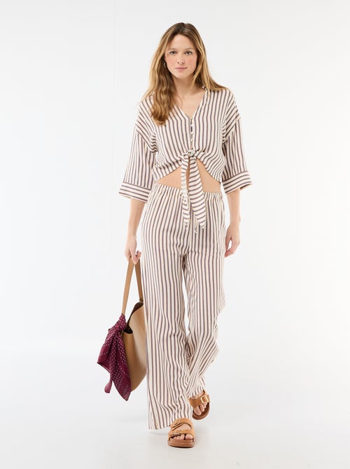 Women's Wide-Leg Linen Trousers - Kiabi