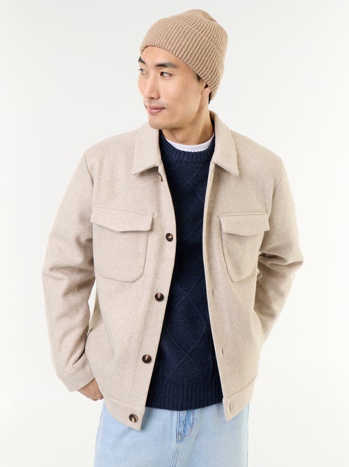 Wool-effect overshirt with chest pockets - Kiabi