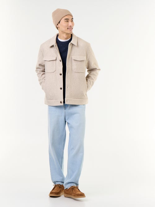 Wool-effect overshirt with chest pockets - Kiabi