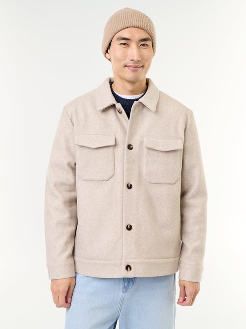 Wool-effect overshirt with chest pockets - Kiabi