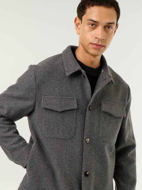 Wool-effect overshirt with chest pockets - Kiabi