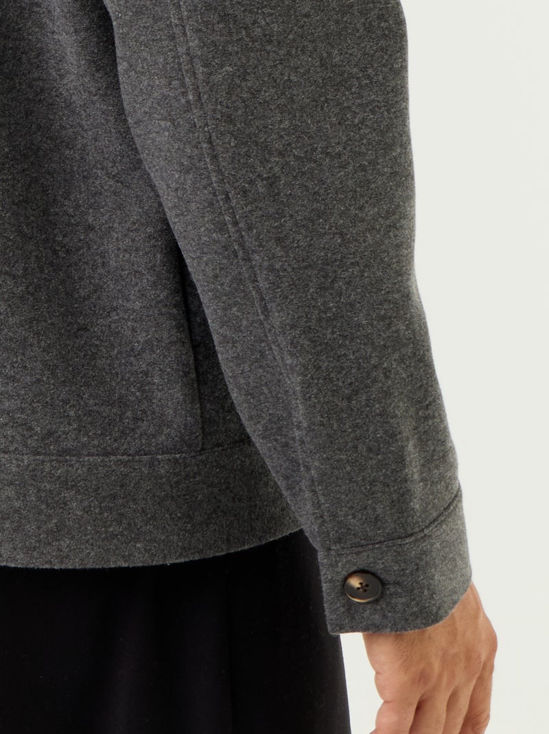 Wool-effect overshirt with chest pockets Grey - Kiabi