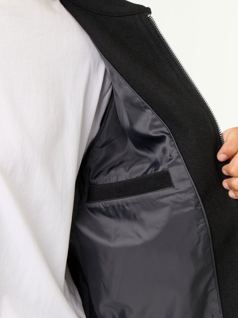 Wool-look shirt collar jacket Black - Kiabi