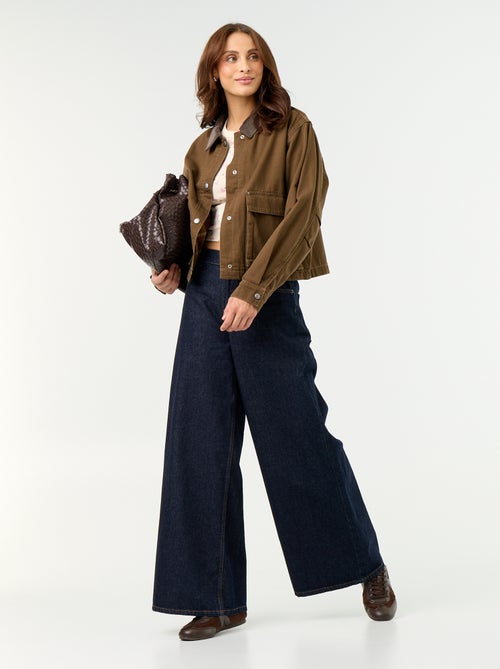 Workwear-Jacke aus Denim mit Samtkragen - Kiabi Workwear-Jacke aus Denim mit Samtkragen - Kiabi