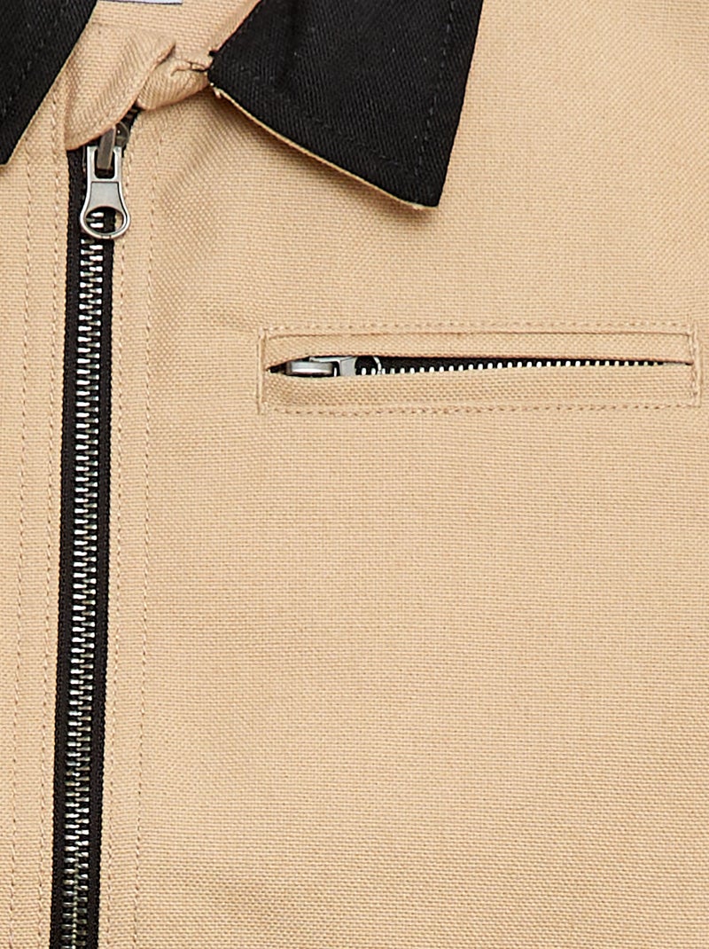 Workwear-Style Zip-Up Jacket Beige - Kiabi