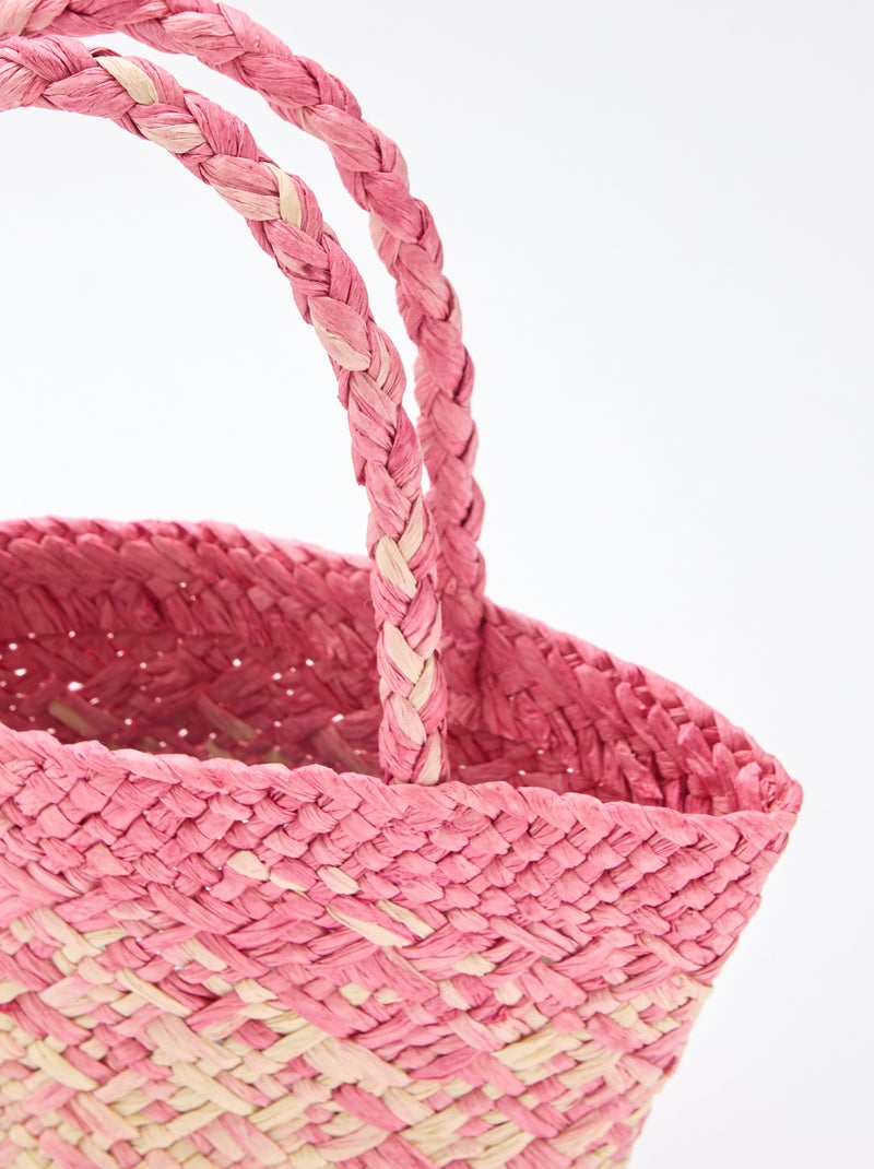 Woven Paper Bag Pink - Kiabi