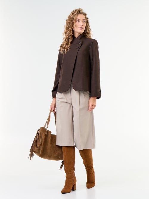 Wrap Effect Stand-Up Collar Blazer - Kiabi