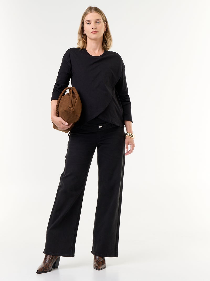 Wrap-front Nursing T-shirt Black - Kiabi